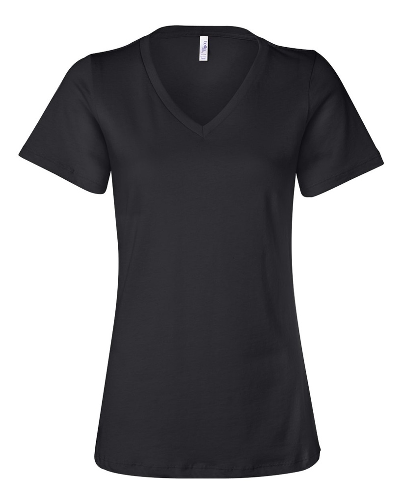 [101033002600102] Bella + Canvas Women's Relaxed Jersey Short Sleeve V-Neck Tee - 6405 (Black, S)