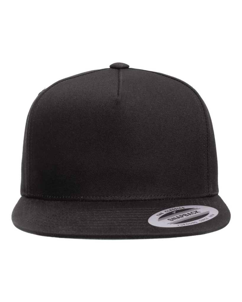 [402228000500136] YP Classics Five-Panel Cotton Twill Snapback Cap - 6007 (Black)