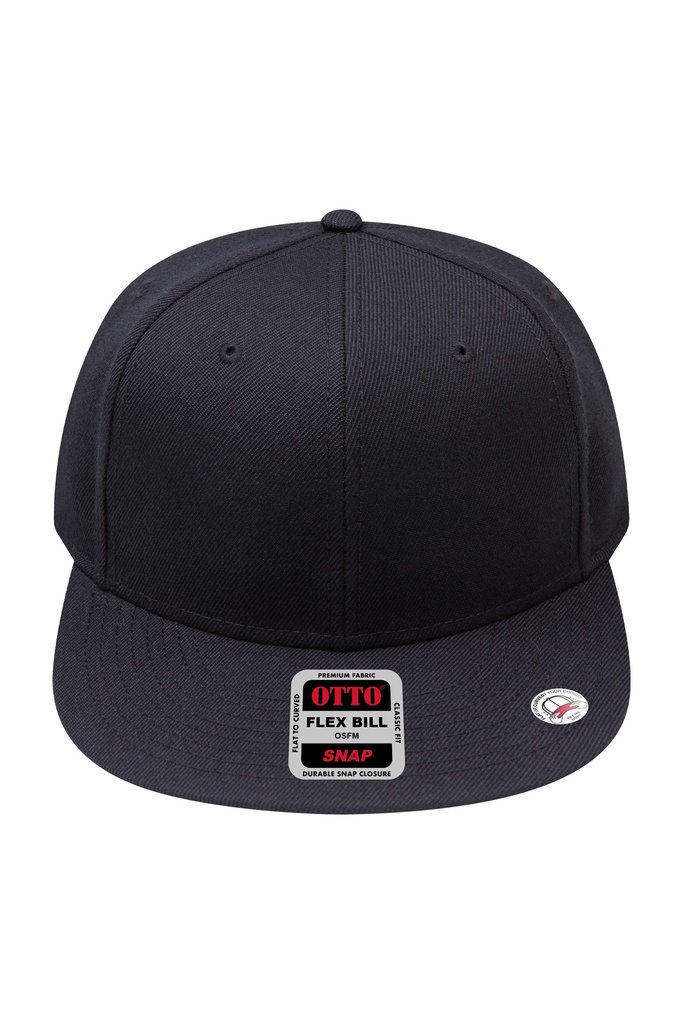 [401142000100100] OTTO 6 Panel Pro Style Snapback Hat - 125-978 (Black)