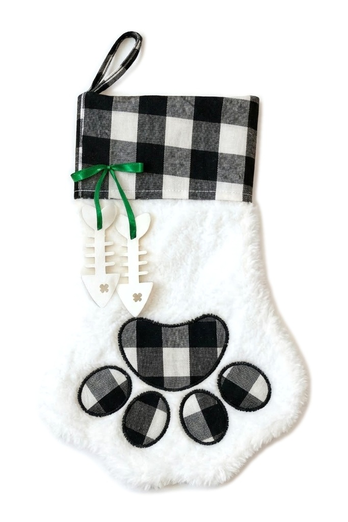 [709001016700102] Lumina Christmas 16" Pet Stocking - CNPST (Black & White Buffalo Plaid)
