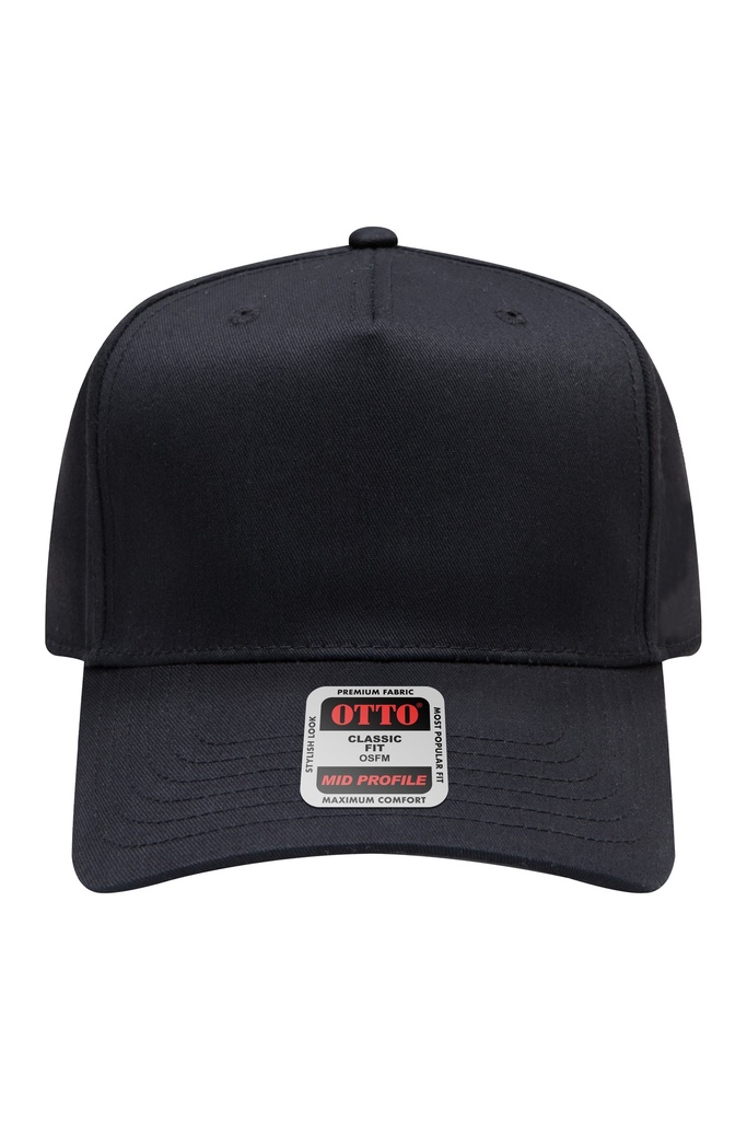 [401142000800100] OTTO CAP® 5 Panel Mid Profile Baseball Cap ( 31-069) (Black)