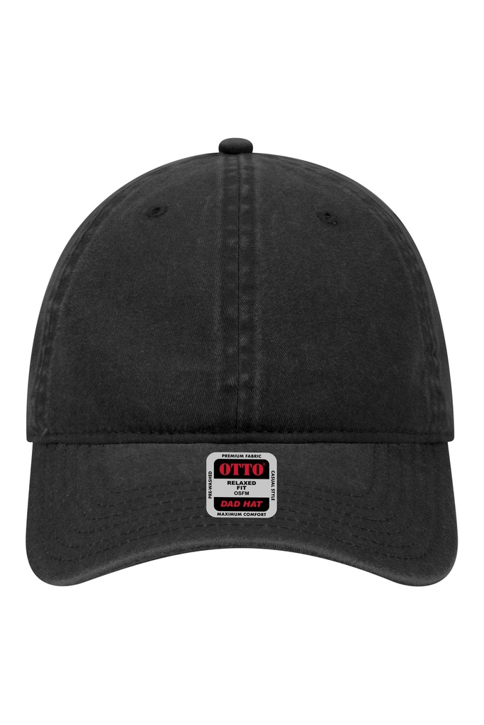 [401142001900100] OTTO 6 Panel Low Profile Dad Hat - 18-202 (Black)