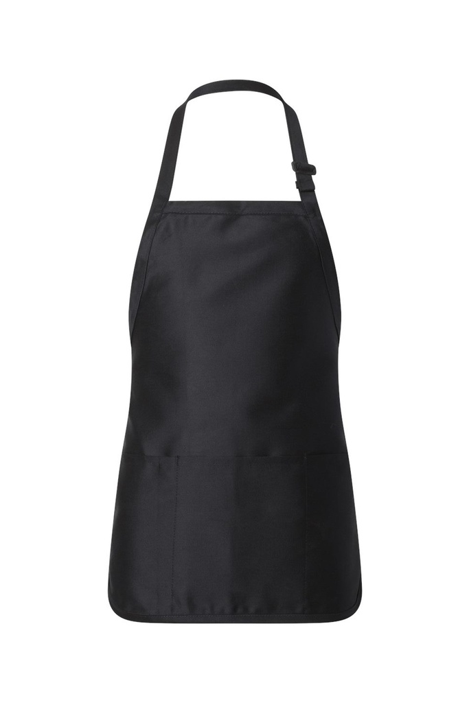[705159000700100] Q-Tees Full-Length Apron with Pouch Pocket - Q4250 (Black)