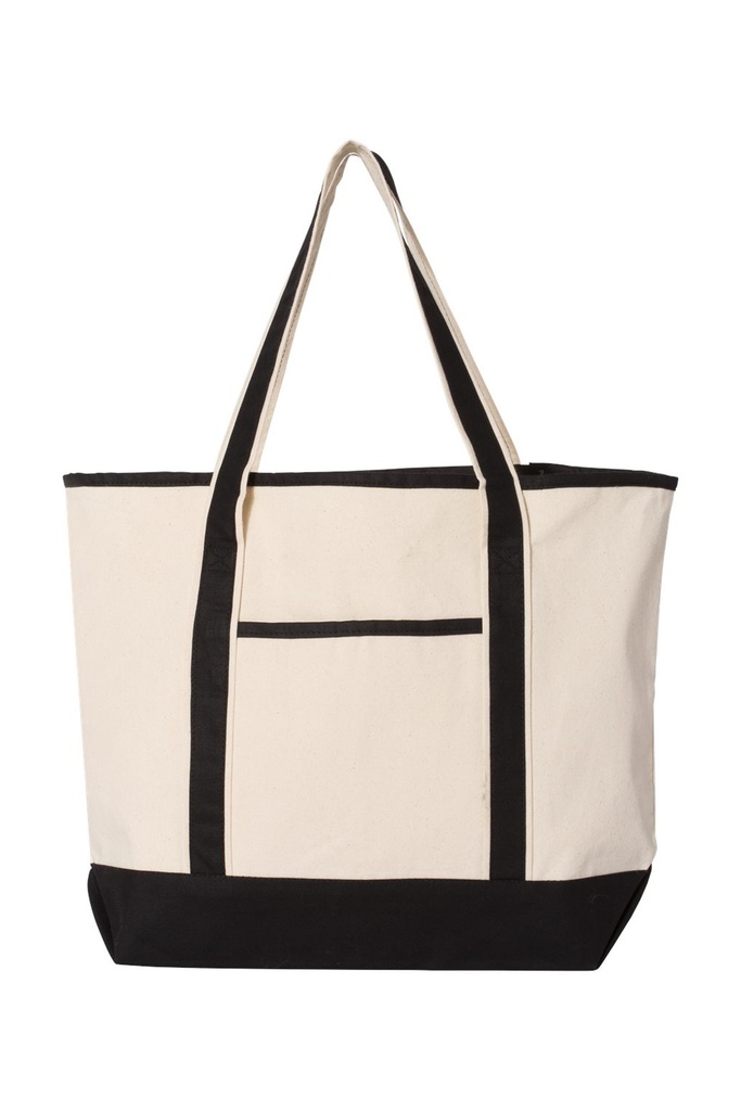 [601159000264100] Q-Tees 34.6L Large Canvas Deluxe Tote - Q1500 (Natural/Black)