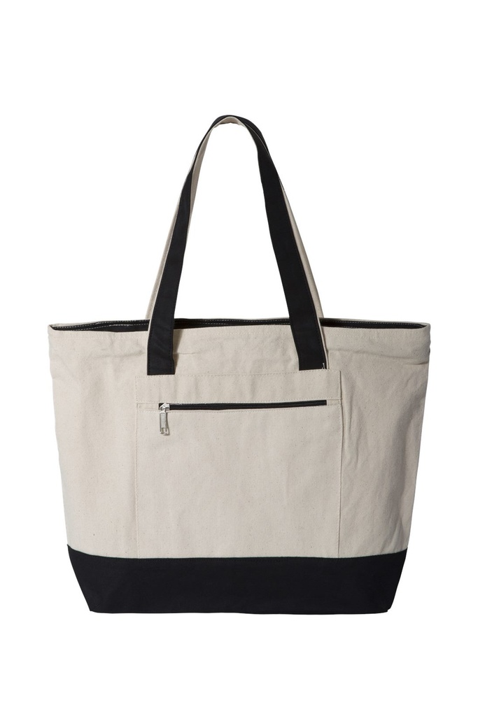 [601159000664100] Q-Tees 19L Zippered Tote - Q1300 (Natural/Black)
