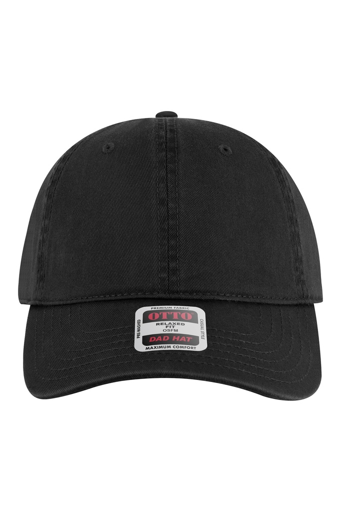 [401142001600100] OTTO 6 Panel Low Profile Dad Hat - 18-772 (Black)